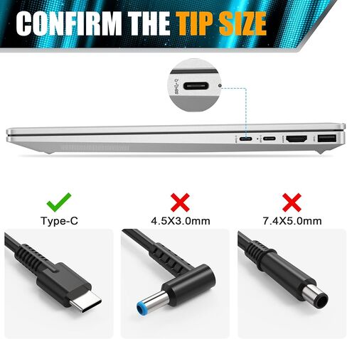 90W 65W Hp USB C Laptop Charger-for-HP-Spectre-x360-EliteBook TPN-DA08 904082-003 904144-850 ADP-90FE L45440-003 2LN85AA#ABA 2LN85AA 1040 G4 USB-C Type C Computer AC Adapter Power Cord in Kuwait