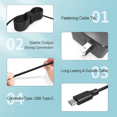 شاحن USB C بقدرة 45 وات لجهاز Samsung Chromebook 4، 4+، XE310XBA، XE350XBA، كمبيوتر محمول من النوع C، (معتمد من UL للسلامة) in Saudi Arabia