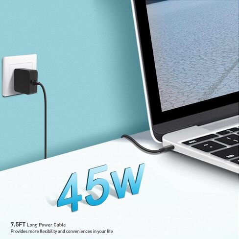 شاحن USB C بقدرة 45 وات لجهاز Samsung Chromebook 4، 4+، XE310XBA، XE350XBA، كمبيوتر محمول من النوع C، (معتمد من UL للسلامة) in Saudi Arabia