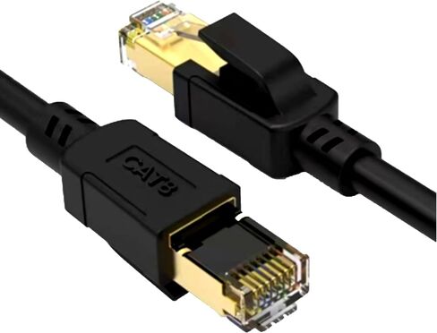 كابل شبكة الإنترنت المحلية Kaisiyuanlin Cat8 Ethernet لكابلات RJ45 عالية السرعة 2000 ميجا هرتز 40 جيجابت في الثانية للألعاب وXbox وPS4 وأجهزة المودم وأجهزة التوجيه - متوافق مع شبكات Cat7/Cat6e/Cat5e - أسود (CAT8-6FT) in Saudi Arabia