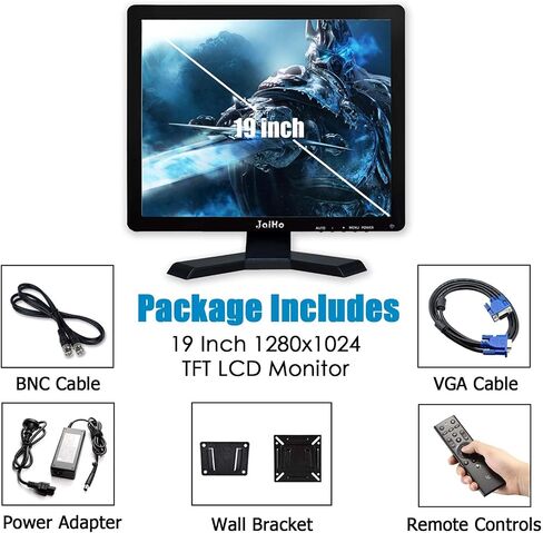 JaiHo 12-Inch 4:3 Security Monitor, 800x600 No Image Stretching CCTV Screen with Metal Housing, BNC HDMI VGA AV USB Input, Industrial Display with Built-in Speakers Remote Control & VESA Mount in Saudi Arabia