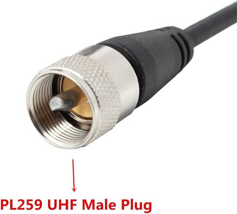 RG58 Coax Cable, CB Antenna Coaxial Cables, 10ft PL 259 UHF Male to Male Cable, 50 Ohm Low Loss for HAM Radio Antenna in Kuwait