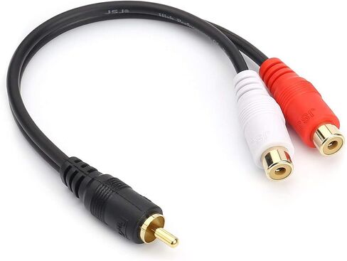 كابل صوت ستيريو RCA أنثى إلى 2 RCA ذكر Y-Cable مع موصل OFC مزدوج الحماية وغطاء معدني مطلي بالذهب وسترة PVC مرنة (0.2 متر/0.5 قدم)، مكبر صوت in Kuwait