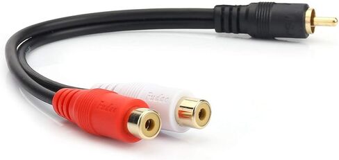 كابل صوت ستيريو RCA أنثى إلى 2 RCA ذكر Y-Cable مع موصل OFC مزدوج الحماية وغطاء معدني مطلي بالذهب وسترة PVC مرنة (0.2 متر/0.5 قدم)، مكبر صوت in Kuwait