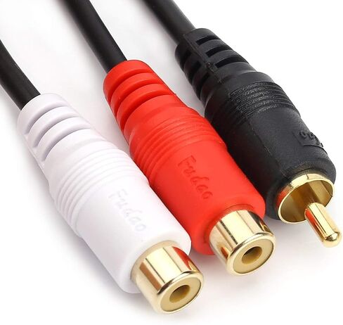 كابل صوت ستيريو RCA أنثى إلى 2 RCA ذكر Y-Cable مع موصل OFC مزدوج الحماية وغطاء معدني مطلي بالذهب وسترة PVC مرنة (0.2 متر/0.5 قدم)، مكبر صوت in Kuwait
