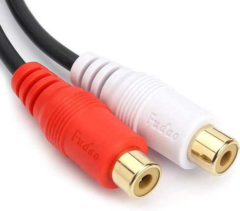 كابل صوت ستيريو RCA أنثى إلى 2 RCA ذكر Y-Cable مع موصل OFC مزدوج الحماية وغطاء معدني مطلي بالذهب وسترة PVC مرنة (0.2 متر/0.5 قدم)، مكبر صوت in Kuwait
