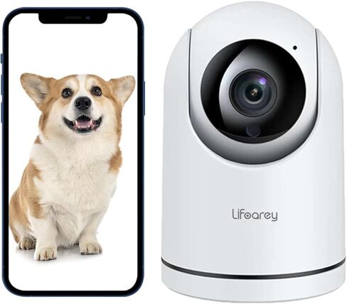 Lifoarey 1080P كاميرا WiFi داخلية، كاميرا للحيوانات الأليفة مع تتبع الحركة للكلاب أو القطط، كاميرا أمان داخلية مع صوت ثنائي الاتجاه، رؤية ليلية بالأشعة تحت الحمراء - كاميرا WiFi 2.4 جيجا هرتز مع تطبيق الهاتف in Kuwait