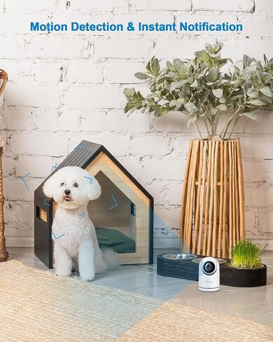 Lifoarey 1080P كاميرا WiFi داخلية، كاميرا للحيوانات الأليفة مع تتبع الحركة للكلاب أو القطط، كاميرا أمان داخلية مع صوت ثنائي الاتجاه، رؤية ليلية بالأشعة تحت الحمراء - كاميرا WiFi 2.4 جيجا هرتز مع تطبيق الهاتف in Kuwait
