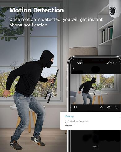 Lifoarey 1080P كاميرا WiFi داخلية، كاميرا للحيوانات الأليفة مع تتبع الحركة للكلاب أو القطط، كاميرا أمان داخلية مع صوت ثنائي الاتجاه، رؤية ليلية بالأشعة تحت الحمراء - كاميرا WiFi 2.4 جيجا هرتز مع تطبيق الهاتف in Kuwait