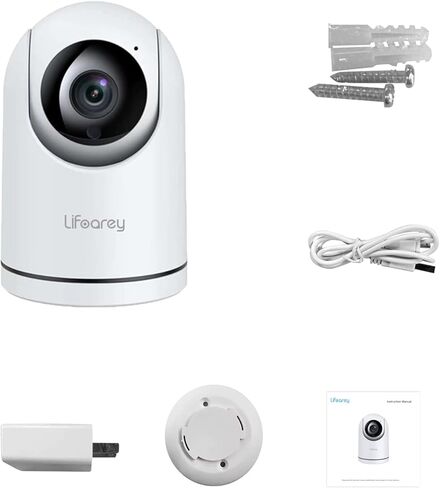 Lifoarey 1080P كاميرا WiFi داخلية، كاميرا للحيوانات الأليفة مع تتبع الحركة للكلاب أو القطط، كاميرا أمان داخلية مع صوت ثنائي الاتجاه، رؤية ليلية بالأشعة تحت الحمراء - كاميرا WiFi 2.4 جيجا هرتز مع تطبيق الهاتف in Kuwait