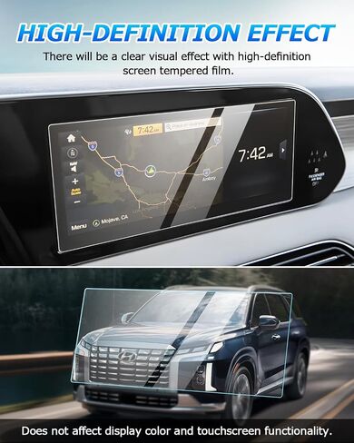 Autorder 2PCS Screen Protector for 2023 2024 Hyundai Palisade Accessories 12.3-Inch Tempered Glass 9H Navigation Touchscreen Protective Film in Kuwait