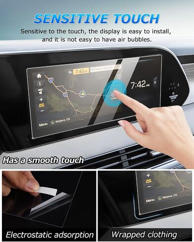 Autorder 2PCS Screen Protector for 2023 2024 Hyundai Palisade Accessories 12.3-Inch Tempered Glass 9H Navigation Touchscreen Protective Film in Kuwait