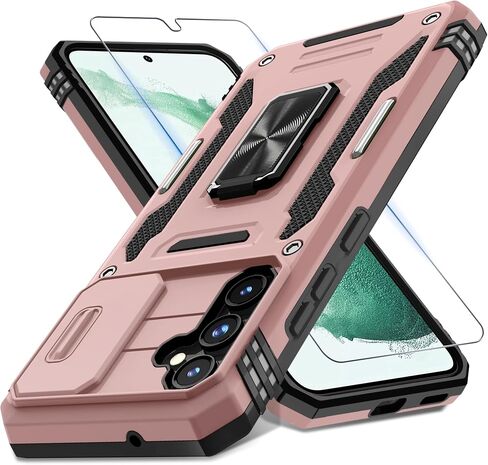 DEERLAMN for Samsung Galaxy S26 Case with Screen Protector,Olive Green | Built-in Slide Camera Cover Military Grade Drop Protection Rotated Ring Kickstand Shockproof Protective Phone Case in Kuwait