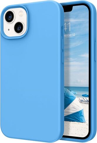 حافظة DOMAVER لهاتف iPhone 13 مصنوعة من السيليكون الناعم وبطانة من الألياف الدقيقة والمطاط وغطاء واقٍ لهاتف iPhone 13 - وردي فاقع in Kuwait