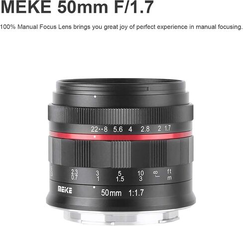Meike 50mm F1.7 Full Frame Large Aperture Manual Focus Lens Compatible with Panasonic Lumix Leica Sigma L-Mount Cameras S1 S1H S5 S1R SL SL2 FP FPL in Saudi Arabia
