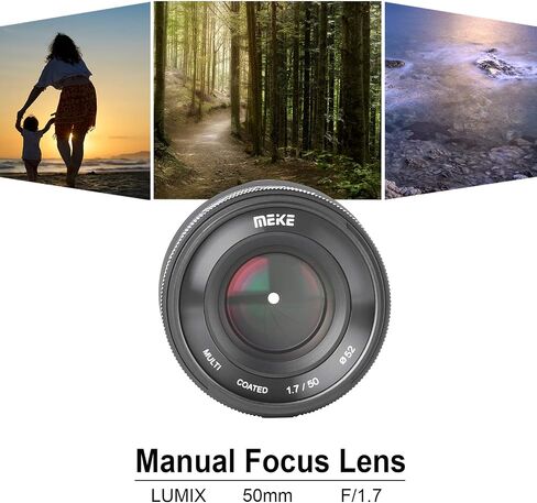 Meike 50mm F1.7 Full Frame Large Aperture Manual Focus Lens Compatible with Panasonic Lumix Leica Sigma L-Mount Cameras S1 S1H S5 S1R SL SL2 FP FPL in Saudi Arabia