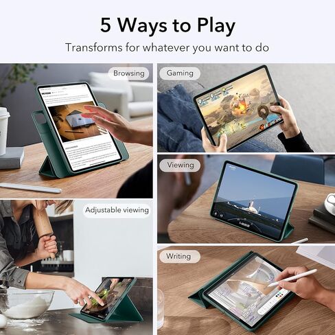 حافظة ESR دوارة لجهاز iPad Pro 11 بوصة (2022/2021، الجيل الرابع/الثالث)، حافظة iPad Pro 11 قابلة للطي مع حامل أقلام، غطاء مغناطيسي قابل للإزالة، حامل عمودي، سلسلة Rebound 360، أسود in Kuwait