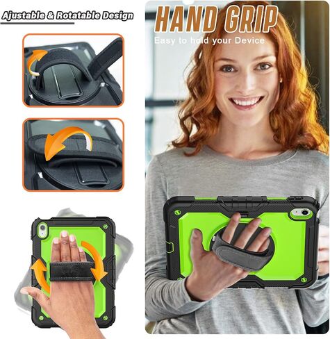 Case Compatible with iPad (A16) 11th 2025/10th Gen 2022 | Built-in Screen Protector, Pen Holder, Heavy Duty Shockproof Rugged Protective Case W/Handle Shoulder Strap in Kuwait