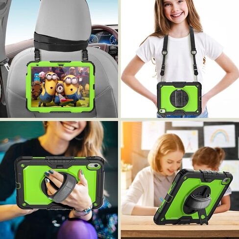 Case Compatible with iPad (A16) 11th 2025/10th Gen 2022 | Built-in Screen Protector, Pen Holder, Heavy Duty Shockproof Rugged Protective Case W/Handle Shoulder Strap in Kuwait