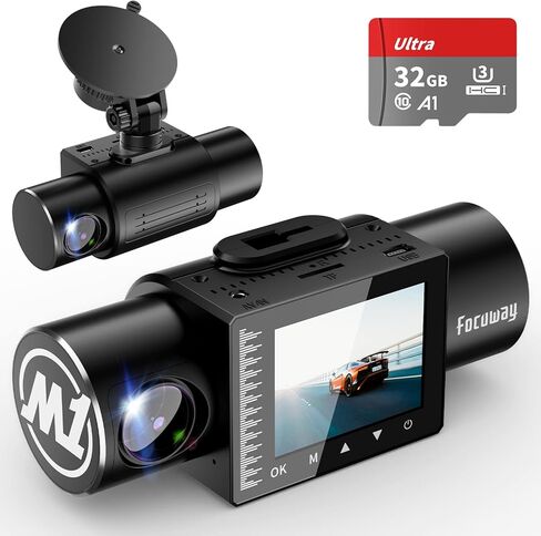 FocuWay Dash Cam Front and Rear Dual 1080P Two Channels with IR Night Vision Car Camera SD Card Included Dashboard Camera Dashcam for Cars HDR Motion Detection and G-Sensor for Car, Taxi in Kuwait