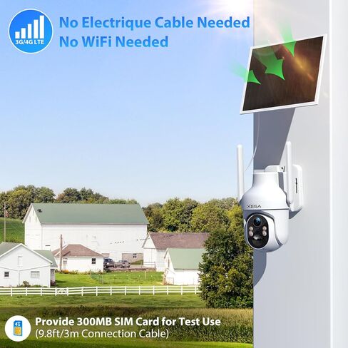 كاميرا أمان خلوية Xega 4G LTE مع بطاقة SIM، كاميرا خارجية لاسلكية تعمل بالطاقة الشمسية تعمل بدون WiFi، أضواء كاشفة لكشف الحركة PTZ وتنبيه صفارات الإنذار SD والتخزين السحابي in Kuwait