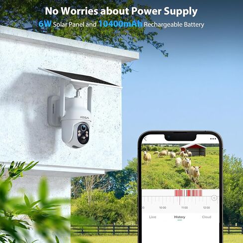 كاميرا أمان خلوية Xega 4G LTE مع بطاقة SIM، كاميرا خارجية لاسلكية تعمل بالطاقة الشمسية تعمل بدون WiFi، أضواء كاشفة لكشف الحركة PTZ وتنبيه صفارات الإنذار SD والتخزين السحابي in Kuwait