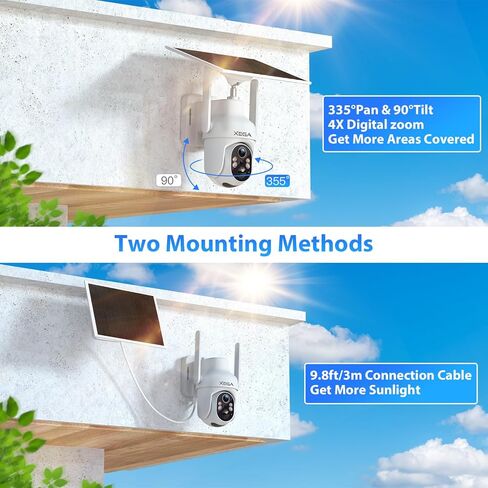 كاميرا أمان خلوية Xega 4G LTE مع بطاقة SIM، كاميرا خارجية لاسلكية تعمل بالطاقة الشمسية تعمل بدون WiFi، أضواء كاشفة لكشف الحركة PTZ وتنبيه صفارات الإنذار SD والتخزين السحابي in Kuwait