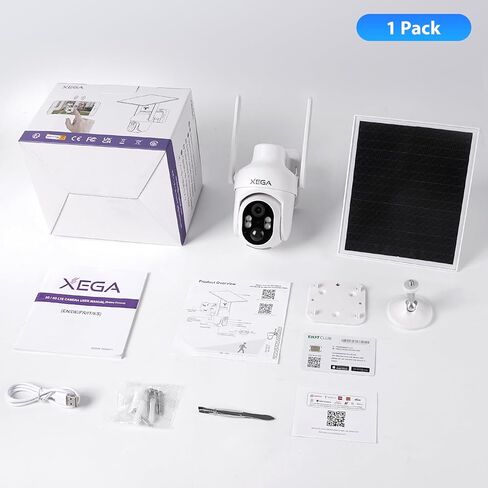 كاميرا أمان خلوية Xega 4G LTE مع بطاقة SIM، كاميرا خارجية لاسلكية تعمل بالطاقة الشمسية تعمل بدون WiFi، أضواء كاشفة لكشف الحركة PTZ وتنبيه صفارات الإنذار SD والتخزين السحابي in Kuwait