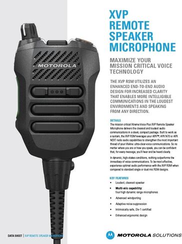 ميكروفون مكبر صوت عن بعد PMMN4135B Xtreme Voice Plus XVP من Motorola Solutions - وضوح صوت فائق، صوت عالٍ، 4 ميكروفونات HDR، قمع متقدم للضوضاء، آمن جوهريًا in Saudi Arabia
