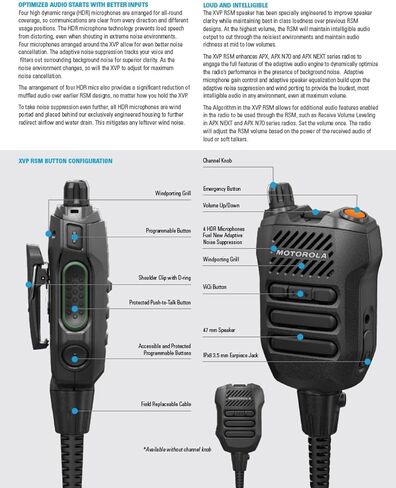 ميكروفون مكبر صوت عن بعد PMMN4135B Xtreme Voice Plus XVP من Motorola Solutions - وضوح صوت فائق، صوت عالٍ، 4 ميكروفونات HDR، قمع متقدم للضوضاء، آمن جوهريًا in Saudi Arabia