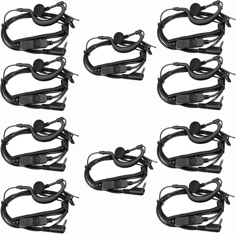 Retevis Volume Adjustable Walkie Talkie Earpiece with Mic, Coil Tube, Compatible RT22 RT21 H-777 RT68 H-777S pxton eSynic 2 Way Radio, Soft Earhook Two Way Radio Earpiece 2 Pin(10 Pack) in Saudi Arabia