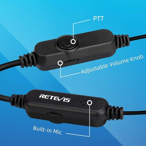 Retevis Volume Adjustable Walkie Talkie Earpiece with Mic, Coil Tube, Compatible RT22 RT21 H-777 RT68 H-777S pxton eSynic 2 Way Radio, Soft Earhook Two Way Radio Earpiece 2 Pin(10 Pack) in Saudi Arabia