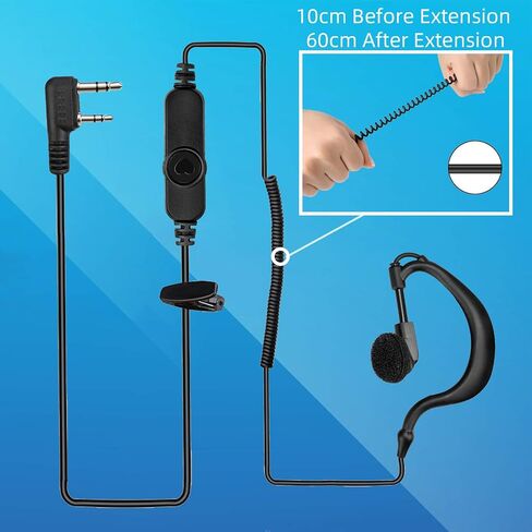 Retevis Volume Adjustable Walkie Talkie Earpiece with Mic, Coil Tube, Compatible RT22 RT21 H-777 RT68 H-777S pxton eSynic 2 Way Radio, Soft Earhook Two Way Radio Earpiece 2 Pin(10 Pack) in Saudi Arabia