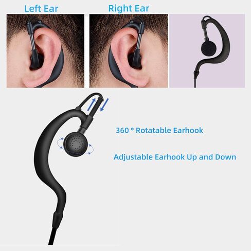 Retevis Volume Adjustable Walkie Talkie Earpiece with Mic, Coil Tube, Compatible RT22 RT21 H-777 RT68 H-777S pxton eSynic 2 Way Radio, Soft Earhook Two Way Radio Earpiece 2 Pin(10 Pack) in Saudi Arabia