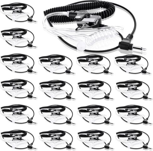 20 Packs Radio Earpiece 3.5mm Earpiece Walkie Talkie Surveillance Headset Single Wire Listen Only Ear Piece with Clear Acoustic Coil Tube Earbud Audio Kit in Saudi Arabia