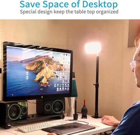 حامل إضاءة يوضع على الطاولة من INSSTRO مع رأس كروي ثلاثي القوائم (قطعتان)، حامل مكتب قابل للتعديل مقاس 13.3 - 22.8 سم مع برغي 1/4 بوصة لإضاءة حلقة LED، حامل مصباح سطح المكتب للمكياج، يوتيوب، عرض مباشر in Kuwait