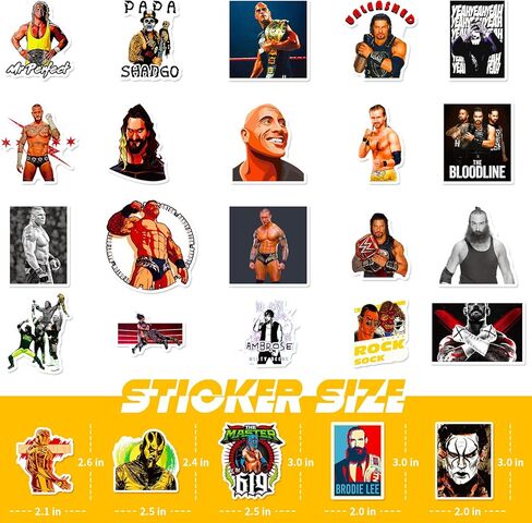 مجموعة ملصقات مصارعة من الفينيل مقاومة للماء للسيارة واللابتوب وممتص الصدمات والسيارة والامتعة والدراجة وزجاجة المياه ولوح التزلج والجيتار من 50 قطعة in Kuwait