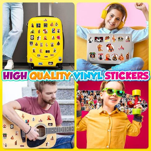 مجموعة ملصقات مصارعة من الفينيل مقاومة للماء للسيارة واللابتوب وممتص الصدمات والسيارة والامتعة والدراجة وزجاجة المياه ولوح التزلج والجيتار من 50 قطعة in Kuwait