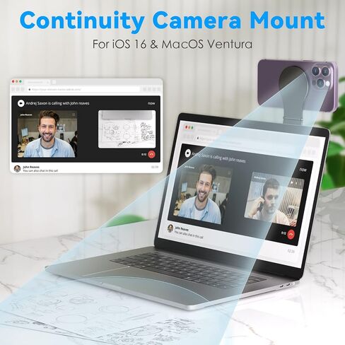 حامل هاتف مغناطيسي CloudValley للكمبيوتر المحمول والسيارة، محول حامل ثلاثي القوائم قابل للتعديل مصمم لهاتف Magsafe iPhone [1/4 بوصة برغي/حلقة معدنية]، مجموعة عمل معيارية من المنزل - رمادي in Saudi Arabia