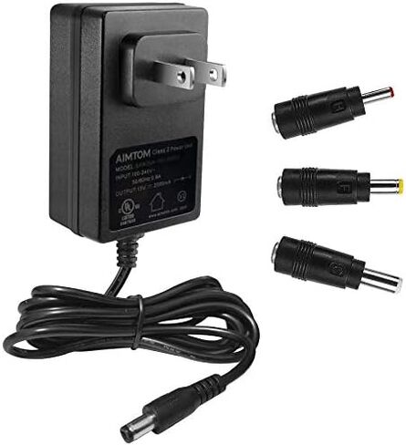 UL Listed 15V 2A Power Supply, 100-240V AC to 15VDC 2000mA Wall Charger Replacement Adapter with 5.5mm x 2.1mm /2.5mm, 3.5 x 1.35mm, 4.8mm x 1.7mm Output Jack for AIMTOM SPS-155 and Small Electronics in Saudi Arabia