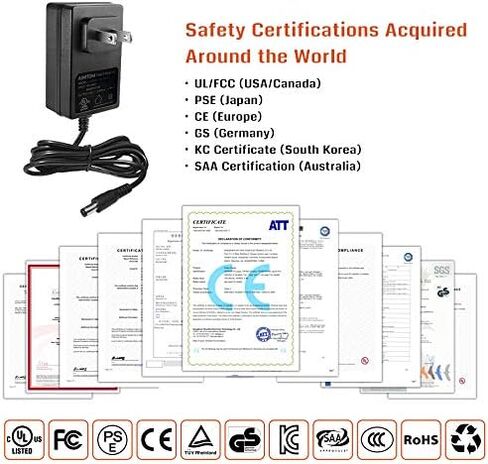 UL Listed 15V 2A Power Supply, 100-240V AC to 15VDC 2000mA Wall Charger Replacement Adapter with 5.5mm x 2.1mm /2.5mm, 3.5 x 1.35mm, 4.8mm x 1.7mm Output Jack for AIMTOM SPS-155 and Small Electronics in Saudi Arabia