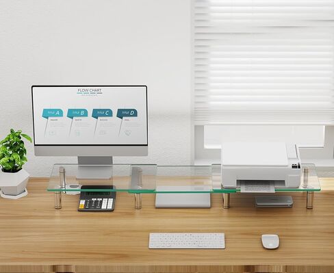 حامل شاشة مزدوج من Ergofocus، حامل شاشة كمبيوتر من الزجاج المقسى، حامل شاشة زجاجي شفاف لشاشتين، حامل شاشة بطول قابل للتعديل وزاوية للكمبيوتر والكمبيوتر المحمول وأجهزة الكمبيوتر الشخصية وأجهزة iMac in Kuwait