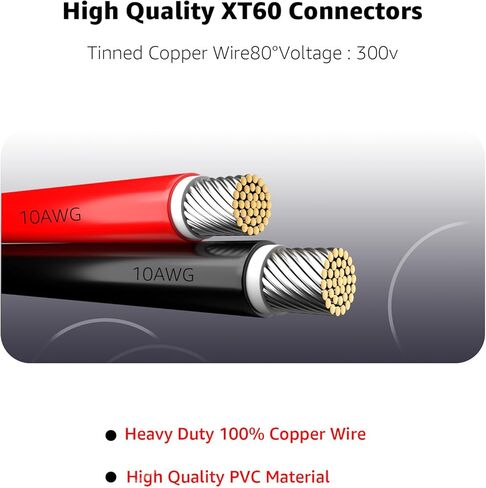 Lusperi 10AWGXT60 كابل موصل أندرسون إلى أندرسون إلى XT60 محول قابس متوافق مع بطارية RC / محطة طاقة محمولة تعمل بالطاقة الشمسية / لوحة شمسية محمولة (طول الكابل 6.6 قدم) in Kuwait