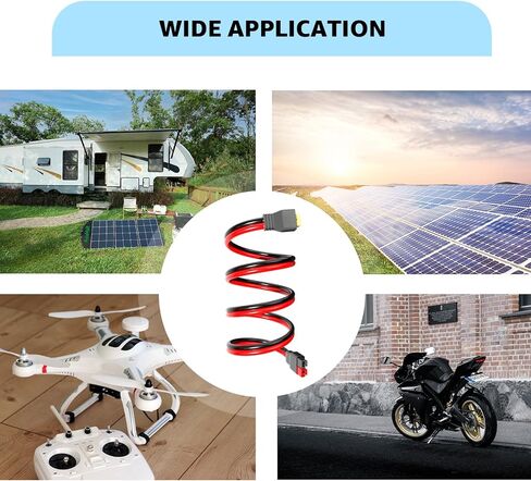 Lusperi 10AWGXT60 كابل موصل أندرسون إلى أندرسون إلى XT60 محول قابس متوافق مع بطارية RC / محطة طاقة محمولة تعمل بالطاقة الشمسية / لوحة شمسية محمولة (طول الكابل 6.6 قدم) in Kuwait