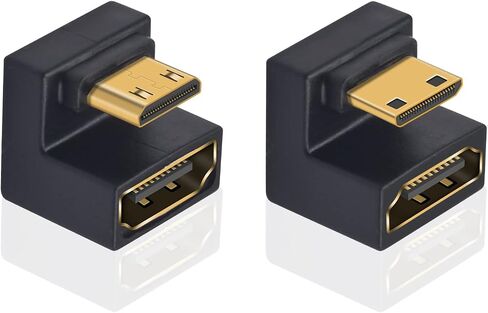 Poyiccot 8K 180 Degree Mini HDMI to HDMI Adapter, (Up & Down) U Shaped Mini HDMI Male to HDMI Female Extender Connector Support 8K@60Hz, 4K@120Hz, 3D, 1080P, Digital Cameras, Monitors, DVRs, 2-Pack in Saudi Arabia