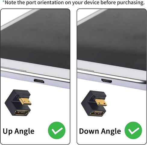 Poyiccot 8K 180 Degree Mini HDMI to HDMI Adapter, (Up & Down) U Shaped Mini HDMI Male to HDMI Female Extender Connector Support 8K@60Hz, 4K@120Hz, 3D, 1080P, Digital Cameras, Monitors, DVRs, 2-Pack in Saudi Arabia