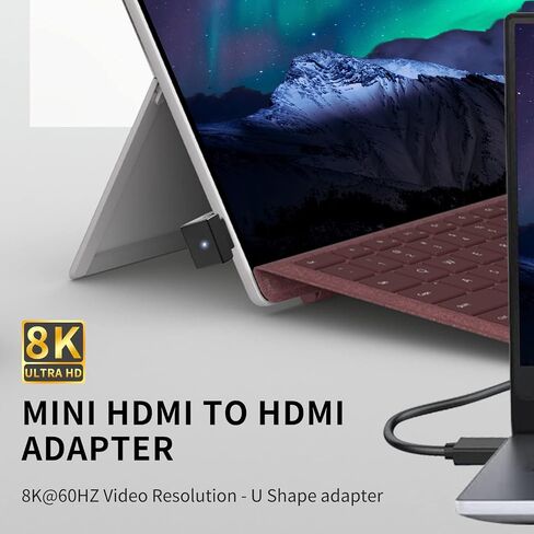 Poyiccot 8K 180 Degree Mini HDMI to HDMI Adapter, (Up & Down) U Shaped Mini HDMI Male to HDMI Female Extender Connector Support 8K@60Hz, 4K@120Hz, 3D, 1080P, Digital Cameras, Monitors, DVRs, 2-Pack in Saudi Arabia