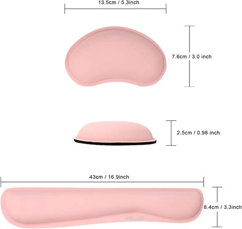 مسند المعصم ELZO لمجموعة لوحة المفاتيح ولوحة الماوس مع بطانة مريحة من إسفنج الذاكرة، وقاعدة مطاطية غير قابلة للانزلاق للكمبيوتر الشخصي والكمبيوتر المحمول Mac (مجموعة Pink-PU) in Kuwait