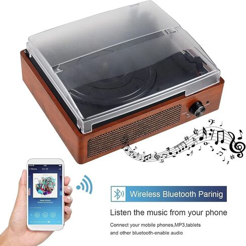 Vinyl Record Player Bluetooth Turntable with 2 Built-in Speakers 3-Speed Vintage LP Player, Support Bluetooth in RCA Out Aux in Headphone Jack in Saudi Arabia