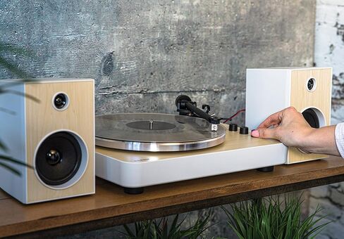 Crosley T170A-WH Automatic Belt-Drive 2-Speed Bluetooth Turntable Shelf System with Stereo Speakers, White in Saudi Arabia